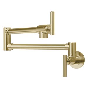 Agua Canada Mannox Brushed Gold 2-Handle Wall Mount Pot Filler Kitchen Faucet