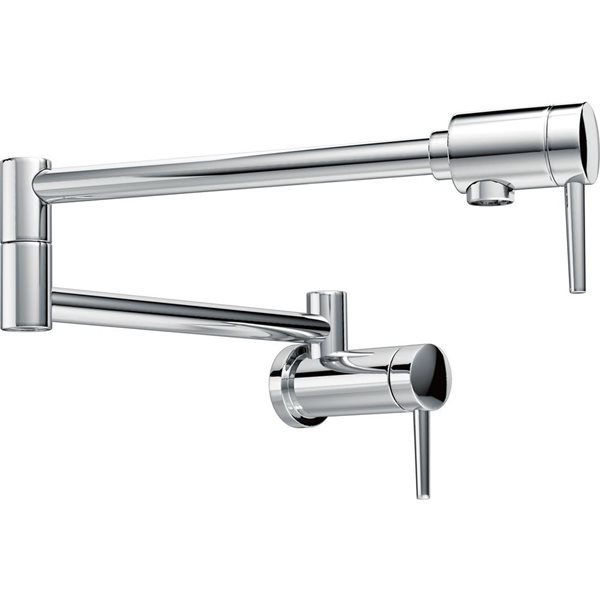 DELTA Contemporary Wall Mount Pot Filler Faucet - Polished Chrome