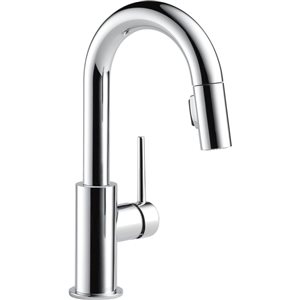 DELTA Trinsic Single Handle Pull-Down Bar/Prep Faucet - Polished Chrome