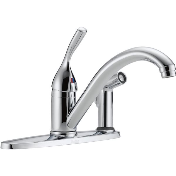 DELTA Classic Single Handle Kitchen Faucet with Integral Spray - Polished Chrome