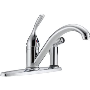 DELTA Classic Single Handle Kitchen Faucet with Integral Spray - Polished Chrome