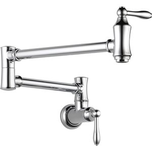 DELTA Traditional Wall Mount Pot Filler Faucet - Polished Chrome