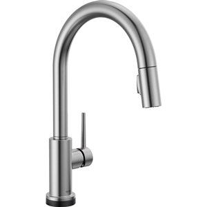 DELTA Trinsic Single Handle Pull-Down Kitchen Faucet Featuring Touch2O Technology - Arctic Stainless