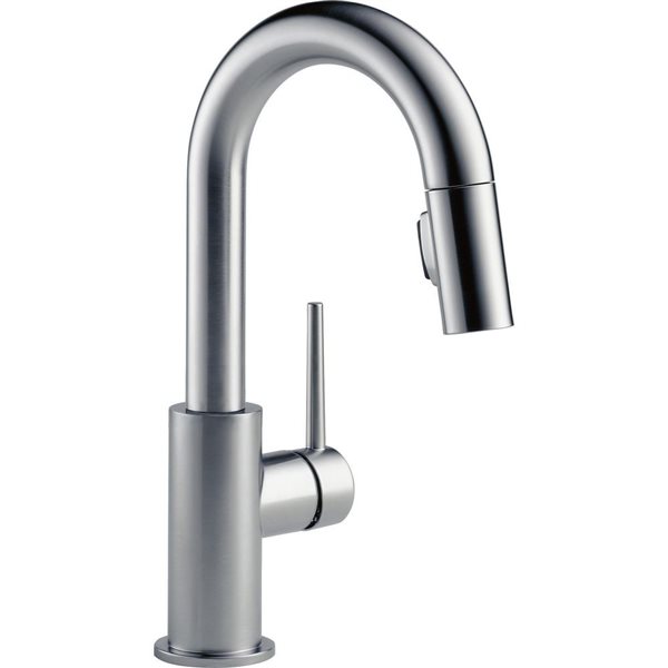 DELTA Trinsic Single Handle Pull-Down Bar/Prep Faucet - Arctic Stainless