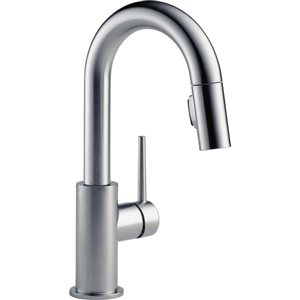 DELTA Trinsic Single Handle Pull-Down Bar/Prep Faucet - Arctic Stainless