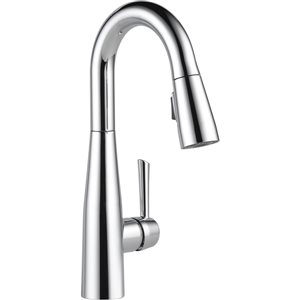 DELTA Essa Single Handle Pull-Down Bar/Prep Faucet - Polished Chrome