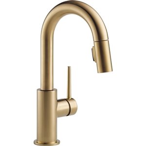 Robinet mitigeur de bar et de cuisine Trinsic DELTA à bec rétractable, bronze champagne