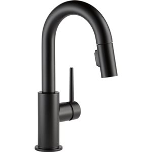 DELTA Trinsic Single Handle Pull-Down Bar/Prep Faucet - Matte Black