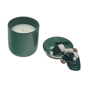 iH casadécor 8.8 Oz Candle and Knitted Glove Frosted Pine Tree