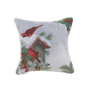 iH casadécor Tapestry Cushion Birdhouse Cardinal 18 X 18 - Set of 2