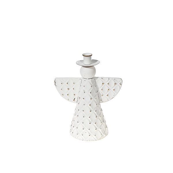 iH casadécor White And Gold Angel Metal Candle Holder Small