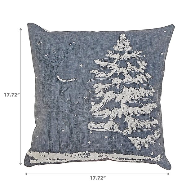iH casadécor Polyester Cushion Reindeer And Tree 18 X 18 - Set of 2