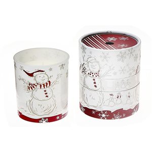 iH casadécor 10.6 Oz Scented Snowman Glass Candle Cranberry Cassis