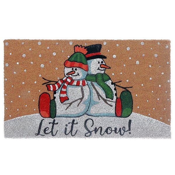 iH casadécor Coir Door Mat Let It Snow With Snowman