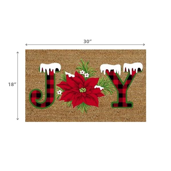 iH casadécor Coir Door Mat Plaid Joy - Poinsettia