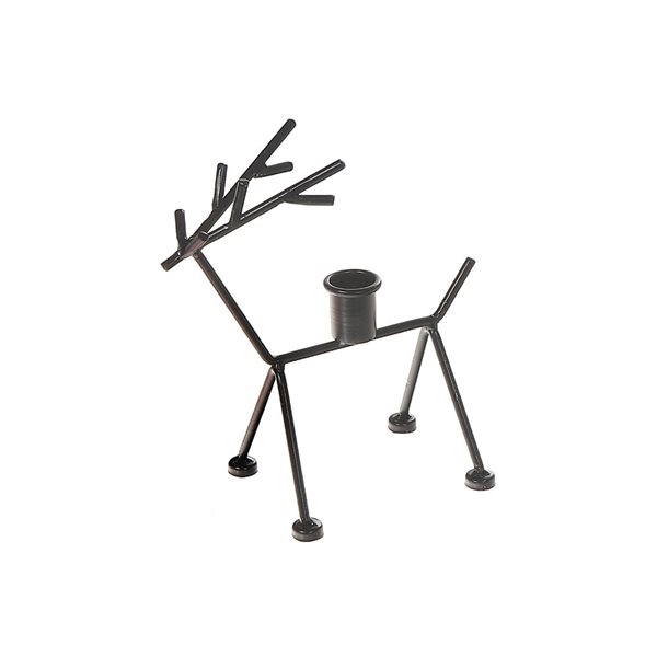 iH casadécor Black Metal Deer Taper Candleholder