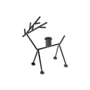 iH casadécor Black Metal Deer Taper Candleholder