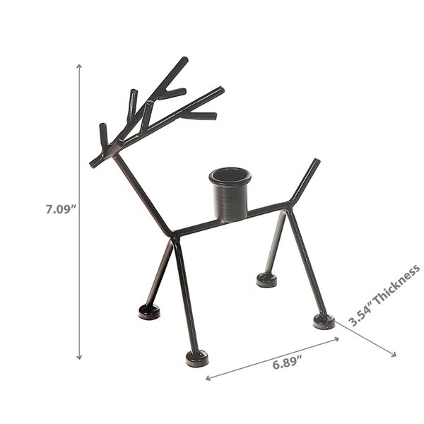 iH casadécor Black Metal Deer Taper Candleholder