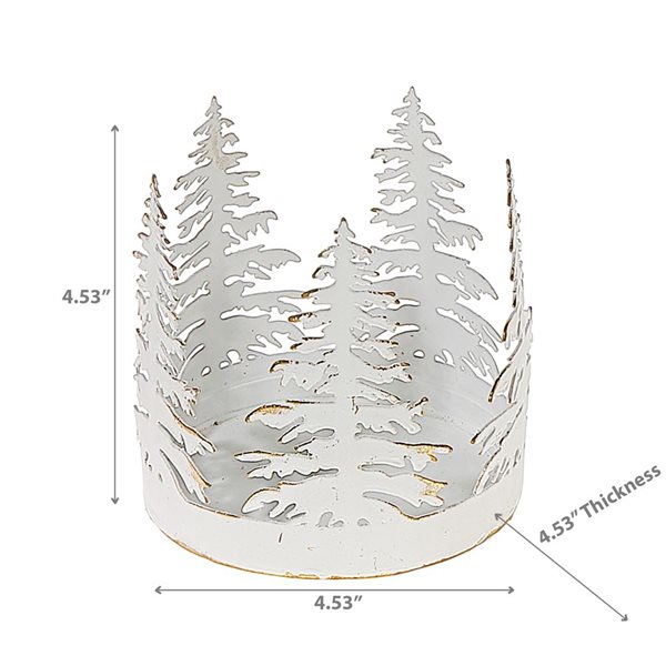 iH casadécor Circular Tree Metal Candleholder White