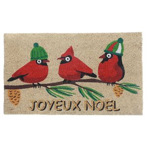 iH casadécor Coir Door Mat Triple Cardinal On Branch