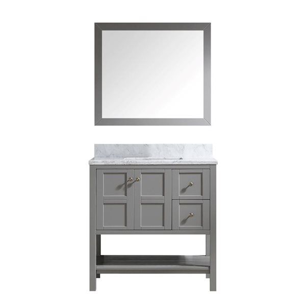 CASAINC Grey Bathroom Vanity with Carrara White Natural Marble Top