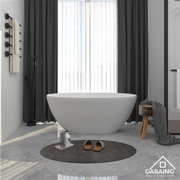 CASAINC White Solid Surface Freestanding Bathtub