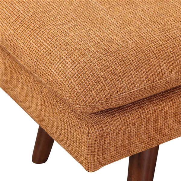 Banc moderne du milieu du siècle en bois et polyester rembourré Amanda OSP Home Furnishings 54 po, rouille