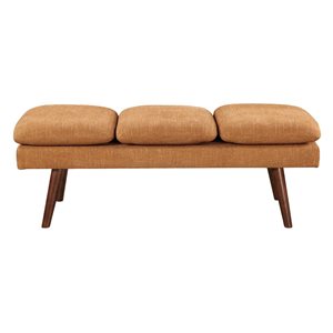 Banc moderne du milieu du siècle en bois et polyester rembourré Amanda OSP Home Furnishings 54 po, rouille