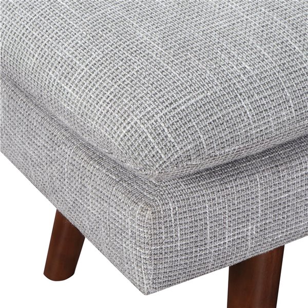 OSP Home Furnishings Amanda 54-in Upholstered Polyester/Wood Mid-Century Modern Bench -Grey