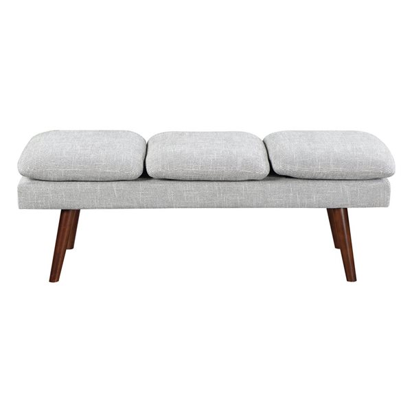 Banc moderne du milieu du siècle en bois et polyester rembourré Amanda OSP Home Furnishings 54 po, gris