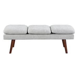 Banc moderne du milieu du siècle en bois et polyester rembourré Amanda OSP Home Furnishings 54 po, gris