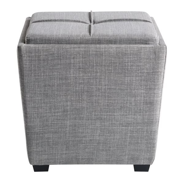 Pouf de rangement carré Rockford OSP Home Furnishings, gris