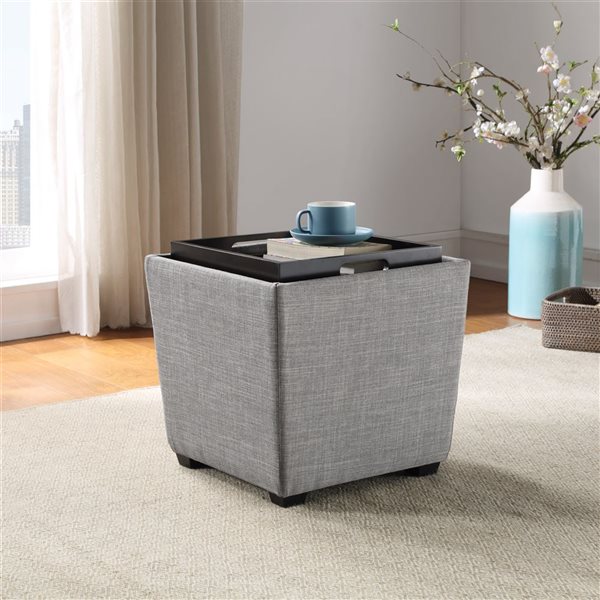 OSP Home Furnishings Rockford Square Storage Ottoman - Grey