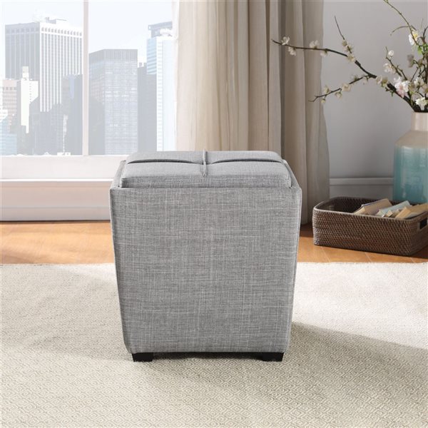 OSP Home Furnishings Rockford Square Storage Ottoman - Grey