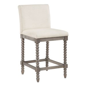 Tabouret de comptoir Abbott OSP Home Furnishings 26 po carré en polyester/bois, lin/gris brossé