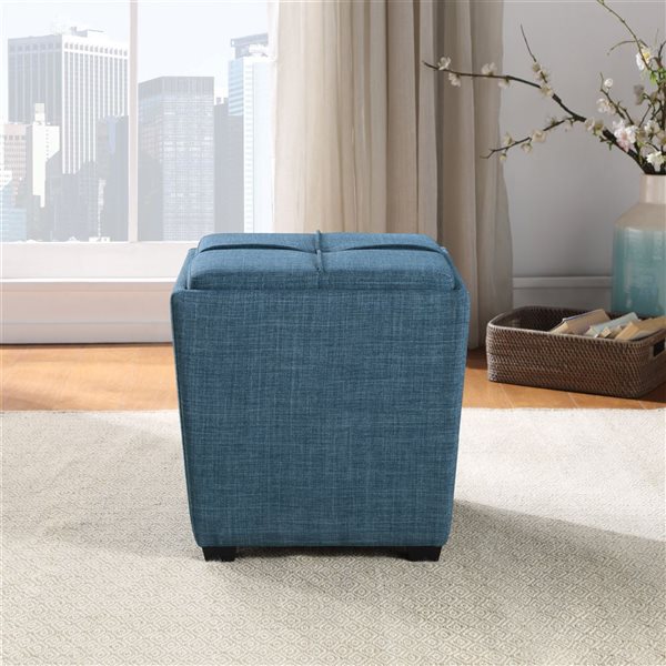 OSP Home Furnishings Rockford Square Storage Ottoman - Bleu