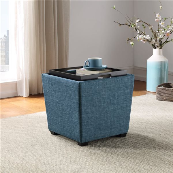 OSP Home Furnishings Rockford Square Storage Ottoman - Bleu