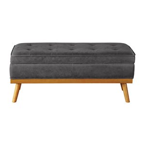 Banc de rangement en bois et faux cuir rembourré Katheryn OSP Home Furnishings 44 po, charbon