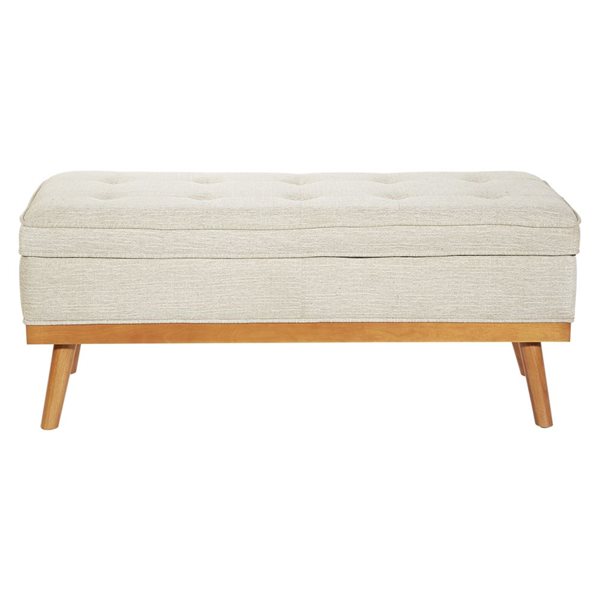 Banc de rangement en bois et polyester rembourré Katheryn OSP Home Furnishings 44 po, lin