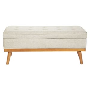 Banc de rangement en bois et polyester rembourré Katheryn OSP Home Furnishings 44 po, lin