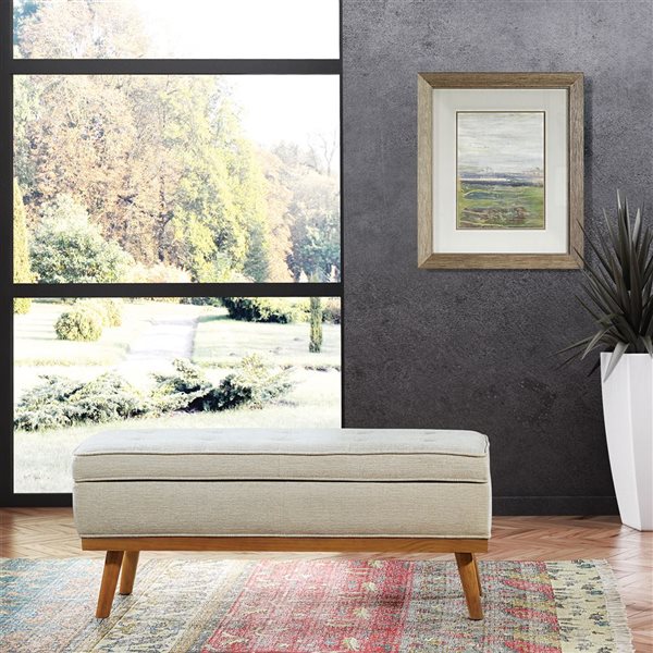 OSP Home Furnishings Katheryn 44-in Upholstered Polyester/Wood Storage Bench - Linen