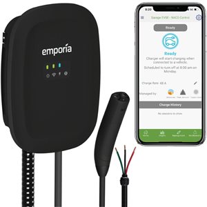 Emporia Energy Black Hardwired Smart Home Level 2 EV Charger 48 A - NACS