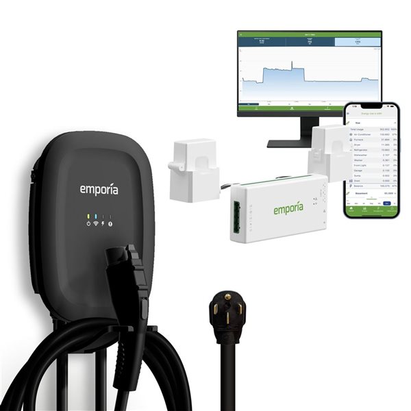 Emporia Energy Black Plug-In Level 2 EV Charger 40 A - J1772