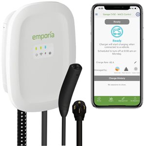 Emporia Energy White Plug-In Smart Home Level 2 EV Charger 40-48 A - NACS