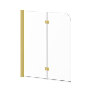 Agua Canada Alfonso 46 x 56-in Brushed Brass Frameless Clear Tempered Glass Reversible Swivel Bath Screen