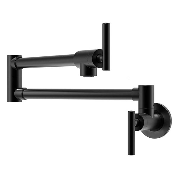 Agua Canada Mannox Matte Black 2-Handle Wall Mount Pot Filler Kitchen Faucet