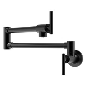 Agua Canada Mannox Matte Black 2-Handle Wall Mount Pot Filler Kitchen Faucet