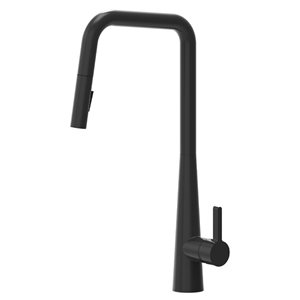 Agua Canada Master Matte Black 1-Handle Deck-Mount High-Arc Pull-Down Kitchen Faucet