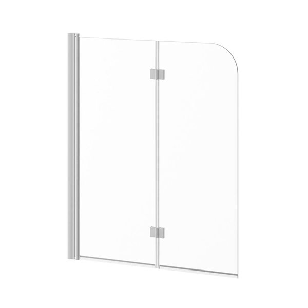 Agua Canada Alfonso 46 x 56-in Chrome Frameless Clear Tempered Glass Reversible Swivel Bath Screen