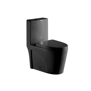 Toilette monobloc allongée Tyrone par Agua Canada noir mat à double chasse, hauteur standard